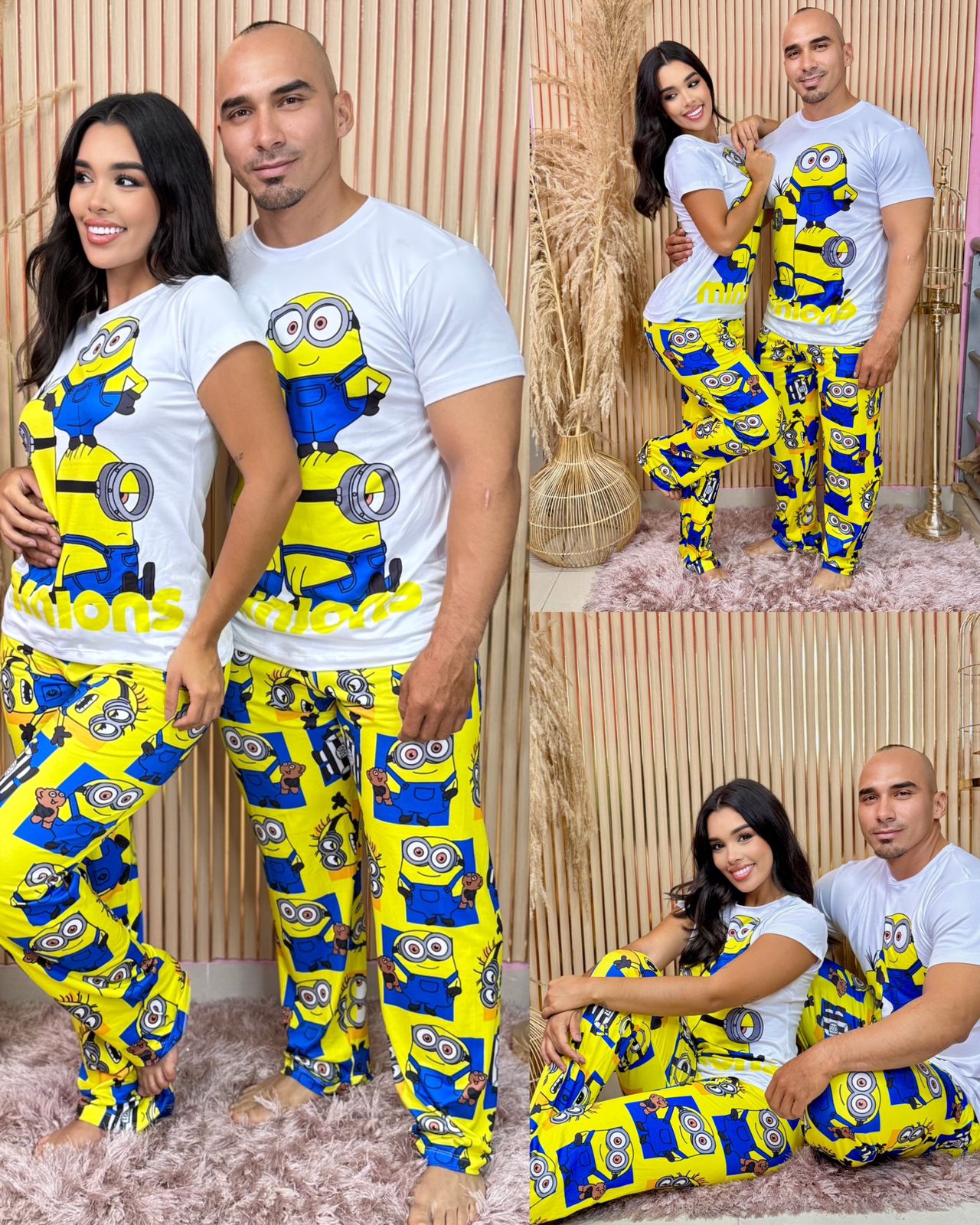 Combo Pareja (2 Pijamas Dama y Caballero Minions)