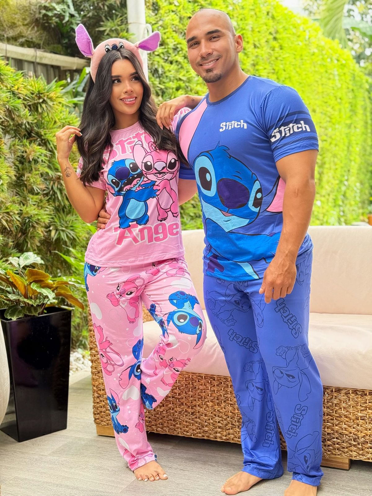 Combo Pareja (2 Pijamas Dama y Caballero Angel/Stitch)