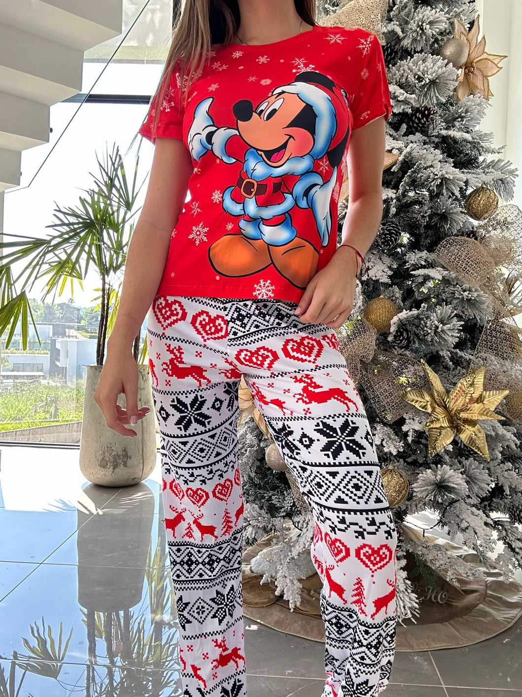 Conjunto Pijama Larga DAMA M1ckey Navidad