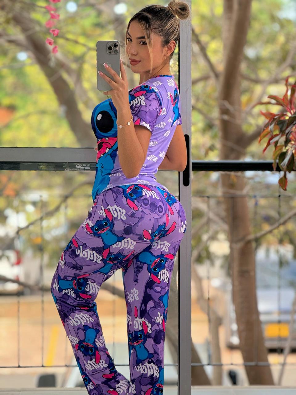 Conjunto Pijama DAMA Larga REF Stitch Morado