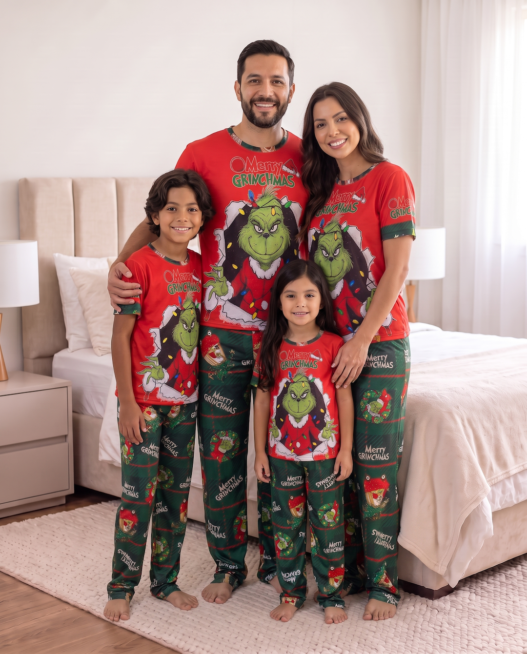 PIJAMA FAMILIA GRINCH ROJO
